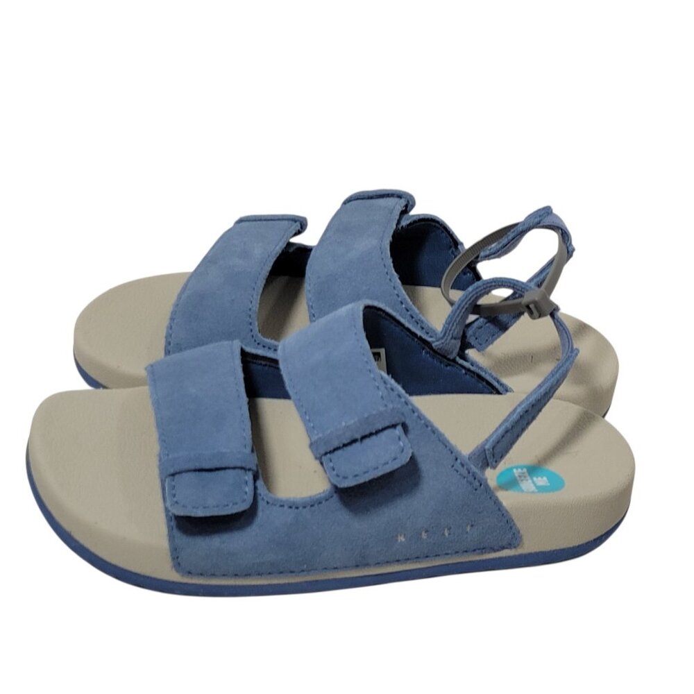 Reef Ojai Sandals Big Kid Size 12 Suede Leather Upper Unisex Backstrap Blue NWOT - Picture 10 of 13